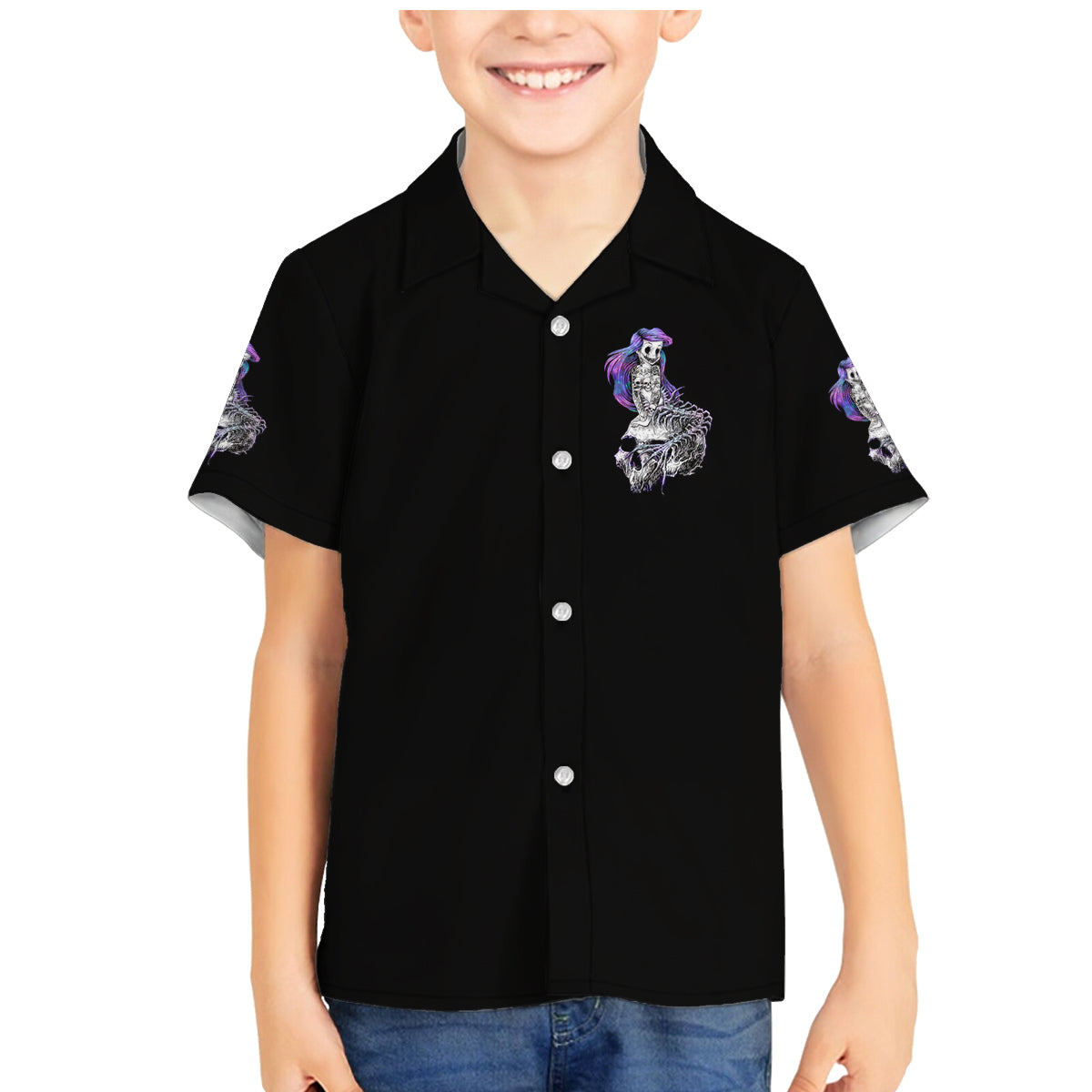 Mermaid Skull Family Matching Mermaid Dress and Hawaiian Shirt The Little Mermaid - Wonder Print Shop