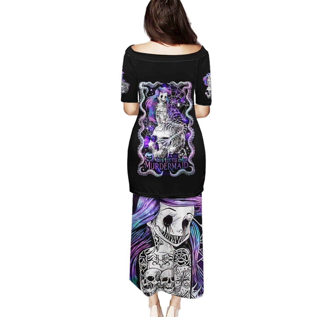 Mermaid Skull Family Matching Puletasi Dress and Hawaiian Shirt The Little Mermaid - Wonder Print Shop