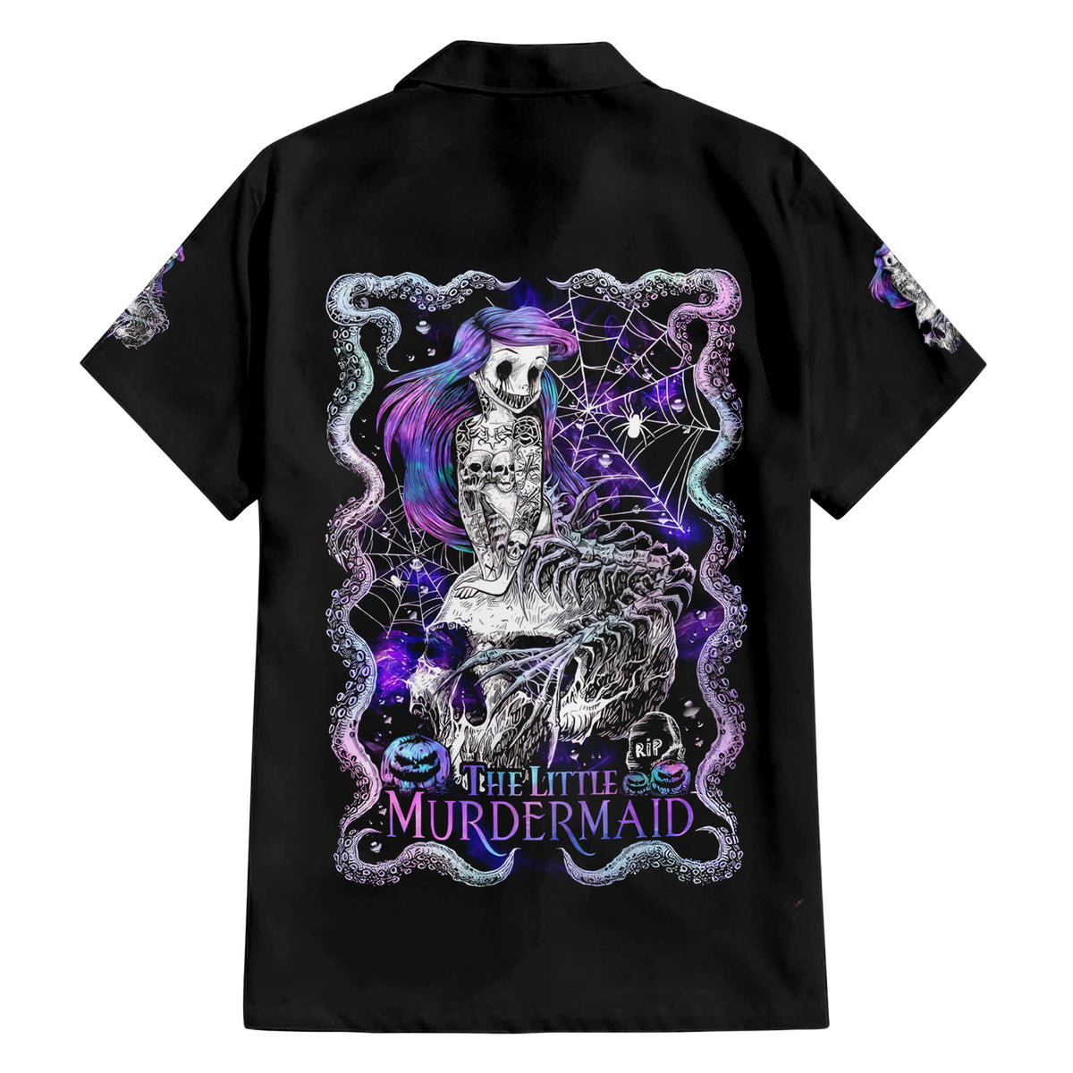 Mermaid Skull Family Matching Short Sleeve Bodycon Dress and Hawaiian Shirt The Little Mermaid - Wonder Print Shop