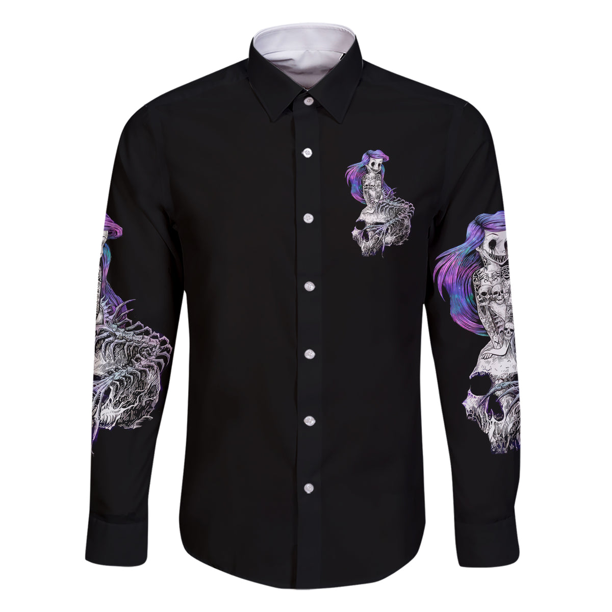 Mermaid Skull Family Matching Short Sleeve Bodycon Dress and Hawaiian Shirt The Little Mermaid - Wonder Print Shop