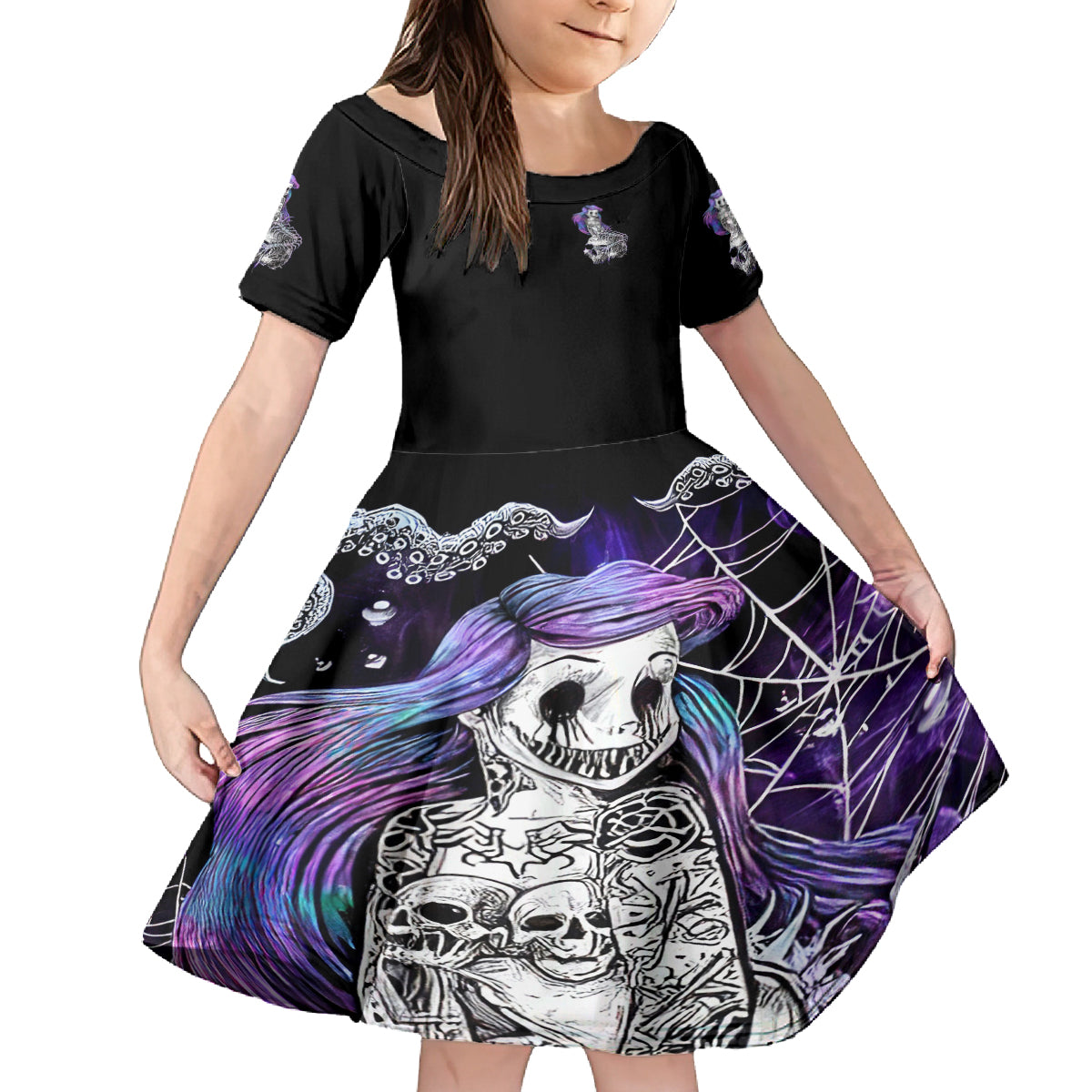 Mermaid Skull Family Matching Summer Maxi Dress and Hawaiian Shirt The Little Mermaid - Wonder Print Shop