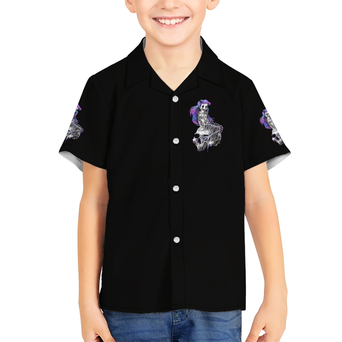 Mermaid Skull Kid Hawaiian Shirt The Little Mermaid - Wonder Print Shop