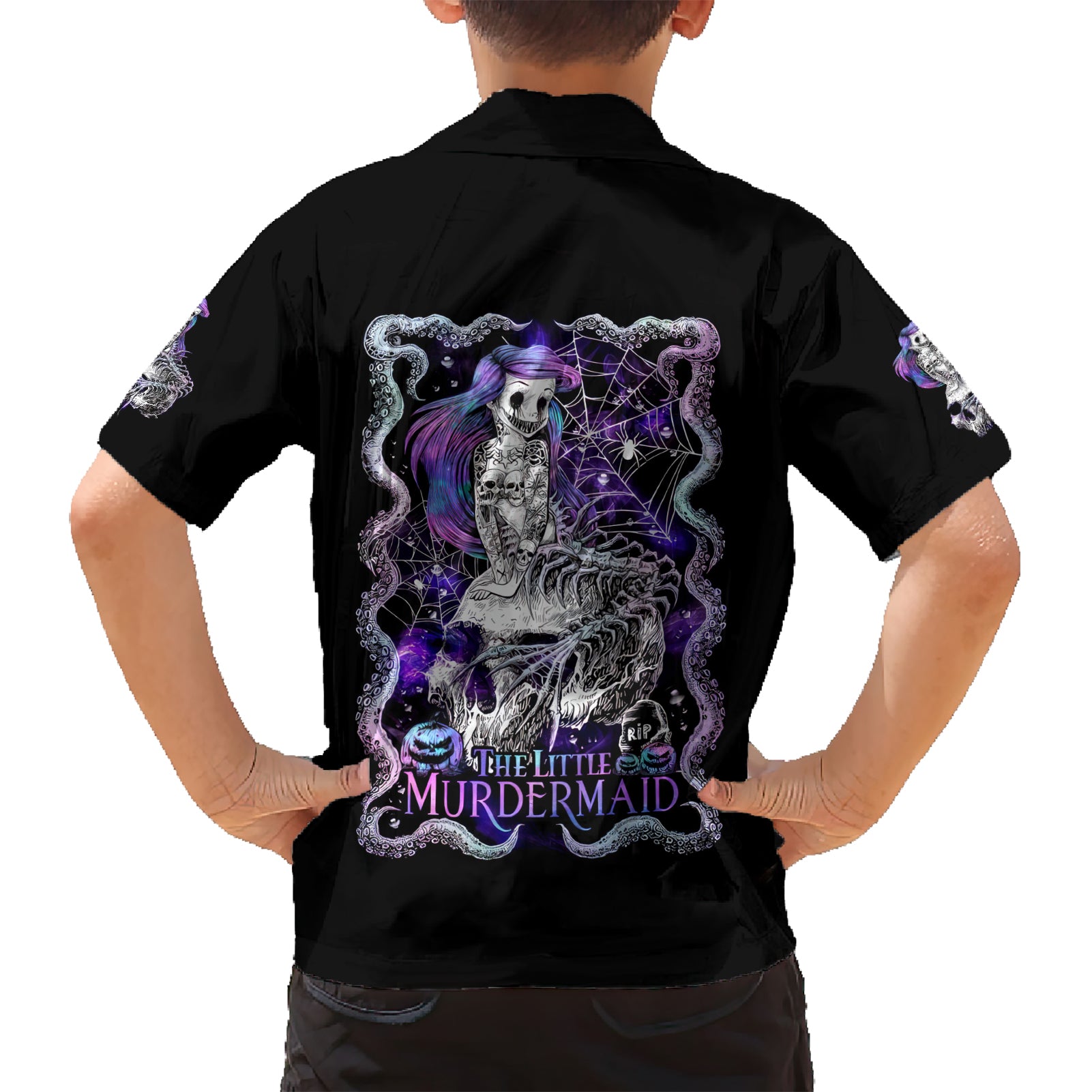 Mermaid Skull Kid Hawaiian Shirt The Little Mermaid - Wonder Print Shop