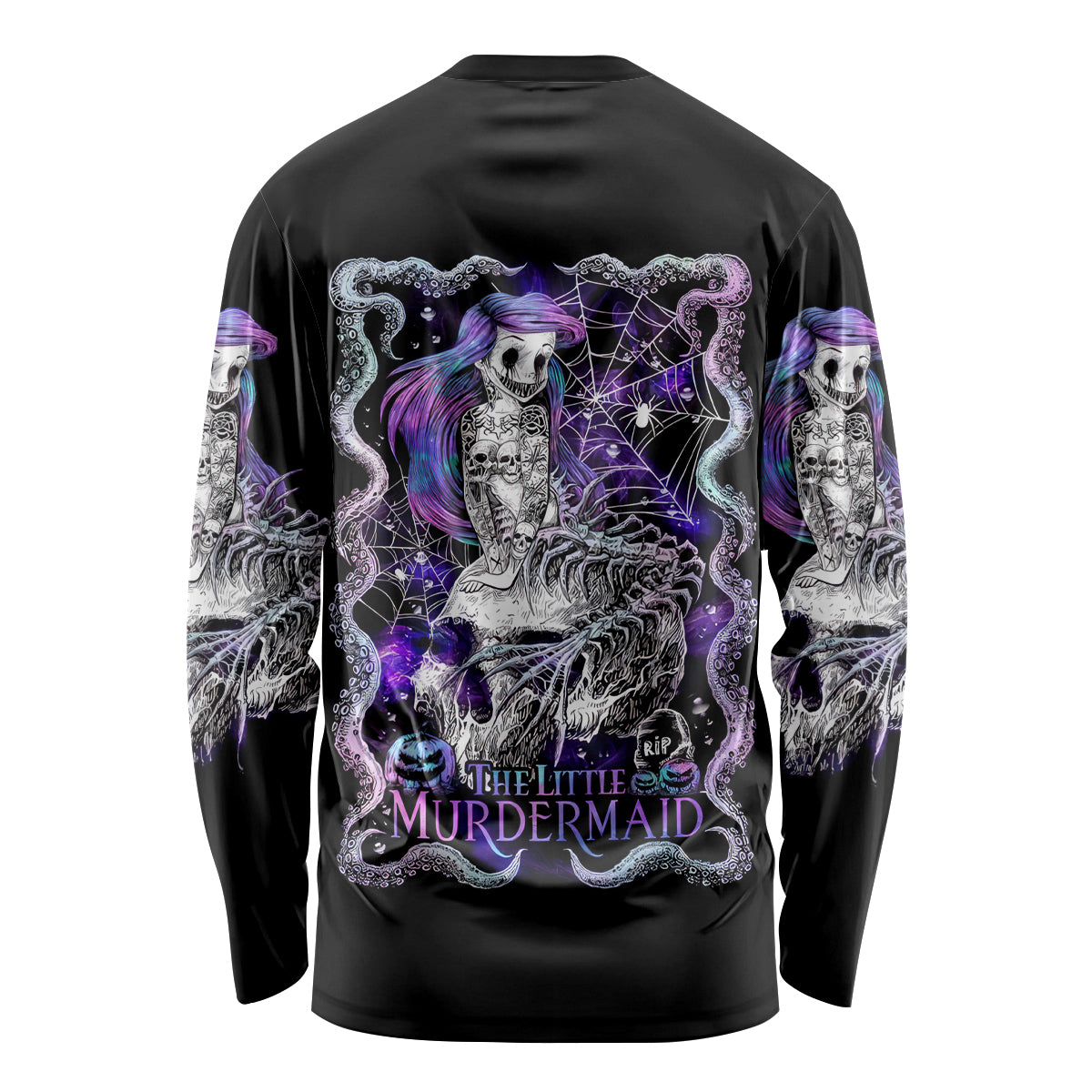 Mermaid Skull Long Sleeve Shirt The Little Mermaid - Wonder Print Shop
