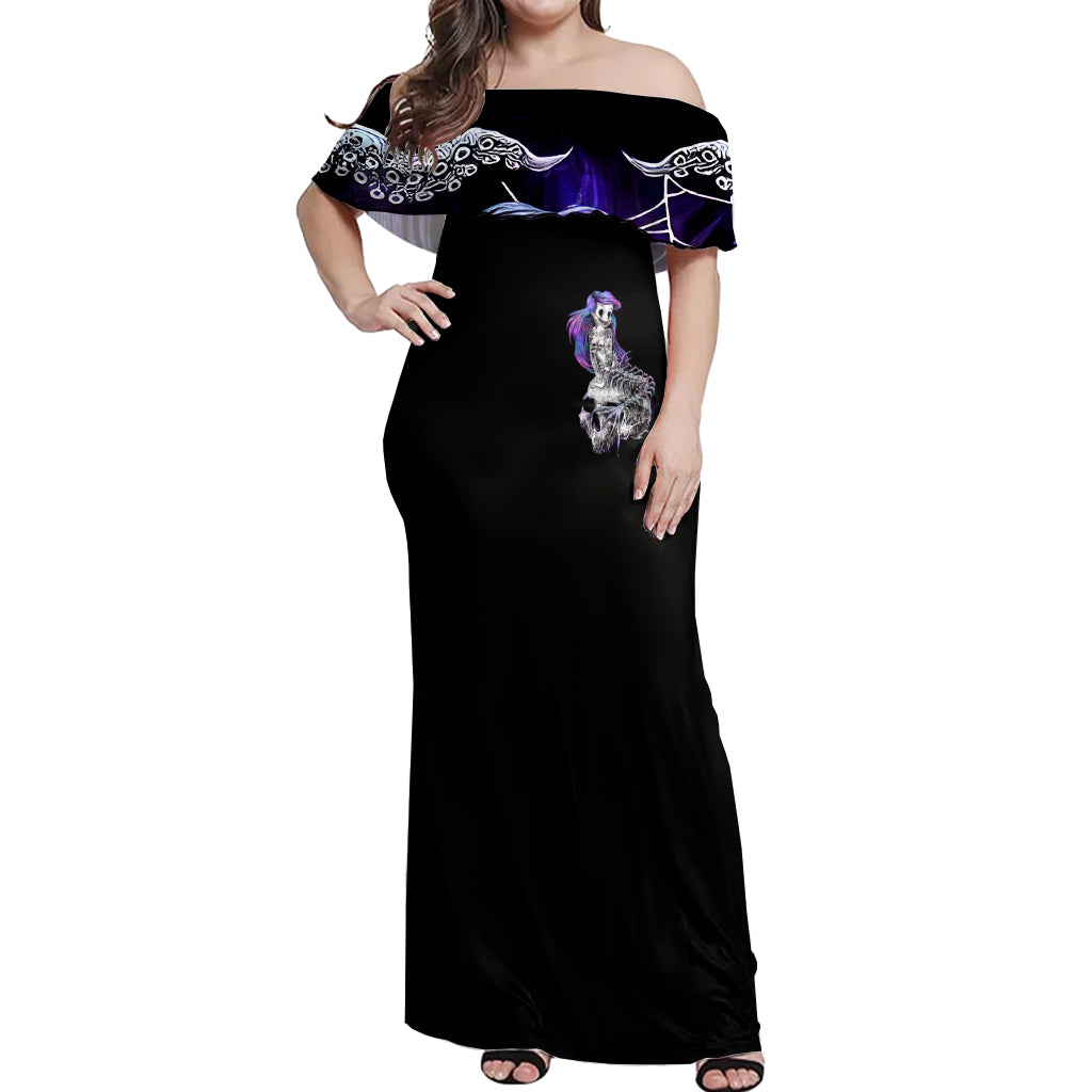 Mermaid Skull Off Shoulder Maxi Dress The Little Mermaid - Wonder Print Shop