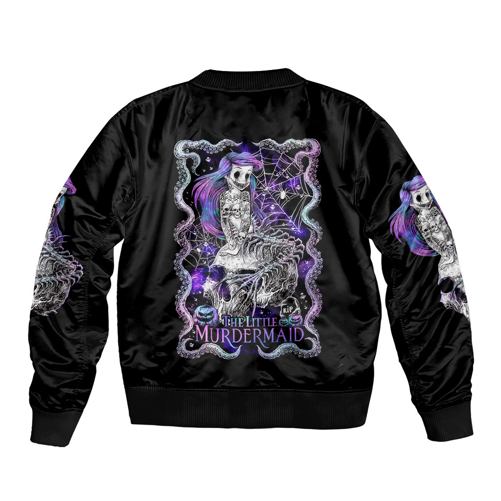 Mermaid Skull Sleeve Zip Bomber Jacket The Little Mermaid - Wonder Print Shop
