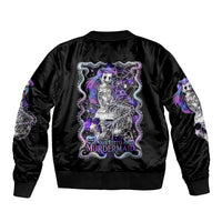 Mermaid Skull Sleeve Zip Bomber Jacket The Little Mermaid - Wonder Print Shop