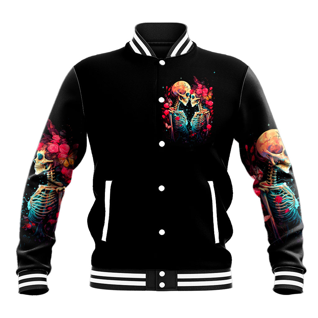Couple Skull Baseball Jacket I Don't Care If The Whole World Is Against Us - Wonder Print Shop
