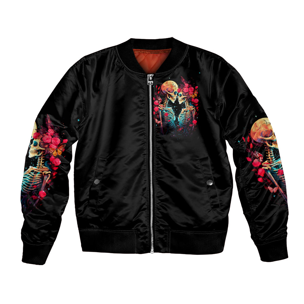 Couple Skull Bomber Jacket I Don't Care If The Whole World Is Against Us - Wonder Print Shop