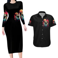 Couple Skull Couples Matching Long Sleeve Bodycon Dress and Hawaiian Shirt I Don't Care If The Whole World Is Against Us - Wonder Print Shop