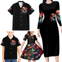 Couple Skull Family Matching Long Sleeve Bodycon Dress and Hawaiian Shirt I Don't Care If The Whole World Is Against Us - Wonder Print Shop