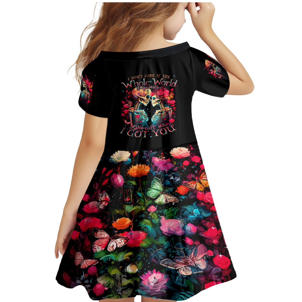 Couple Skull Family Matching Mermaid Dress and Hawaiian Shirt I Don't Care If The Whole World Is Against Us - Wonder Print Shop