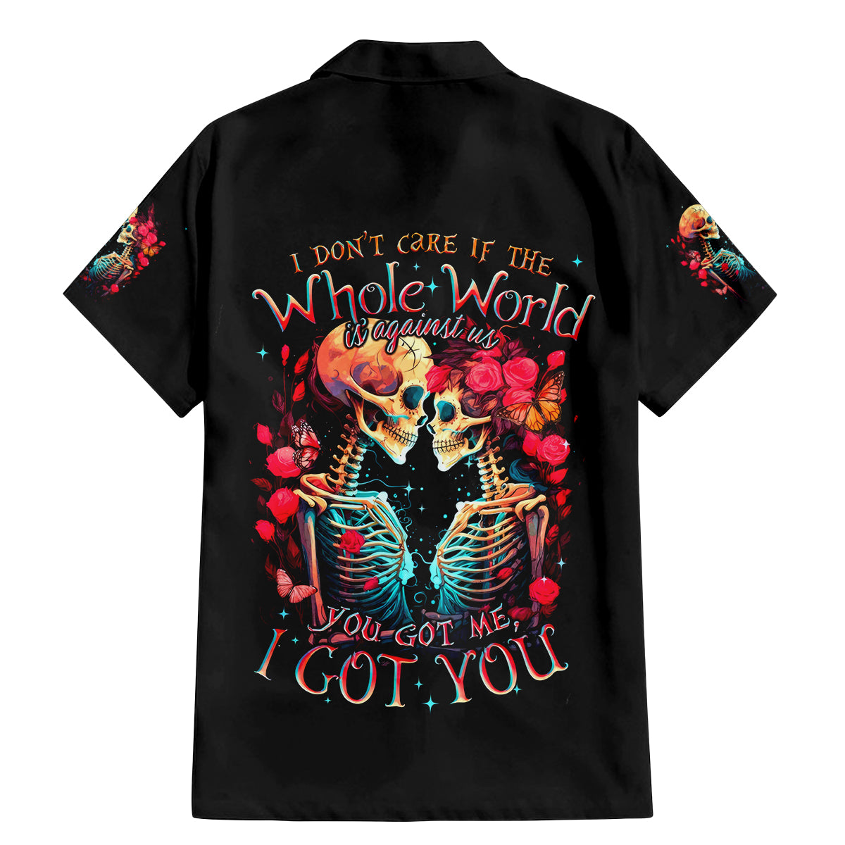 Couple Skull Family Matching Mermaid Dress and Hawaiian Shirt I Don't Care If The Whole World Is Against Us - Wonder Print Shop