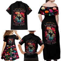 Couple Skull Family Matching Off Shoulder Maxi Dress and Hawaiian Shirt I Don't Care If The Whole World Is Against Us - Wonder Print Shop