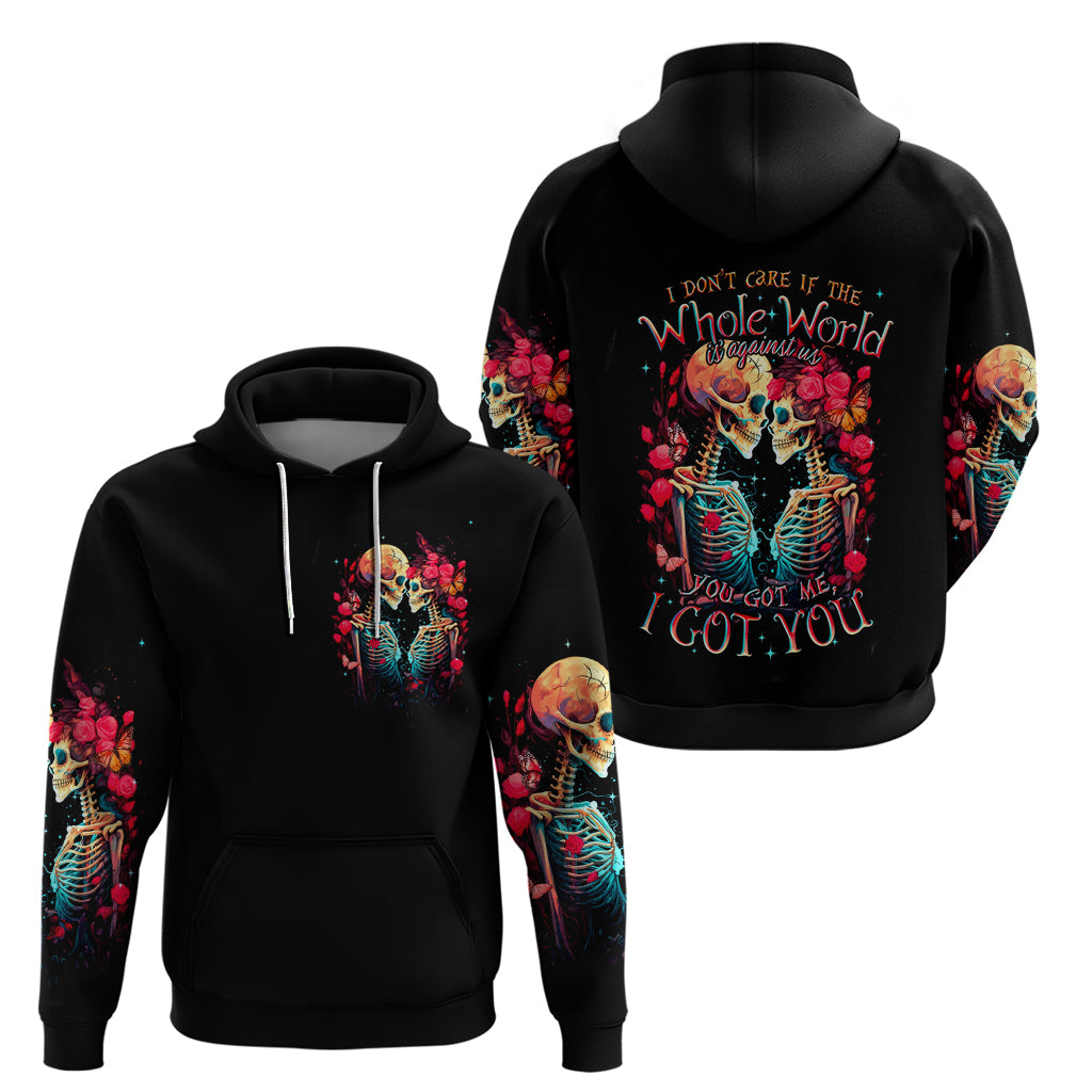 Couple Skull Hoodie I Don't Care If The Whole World Is Against Us - Wonder Print Shop