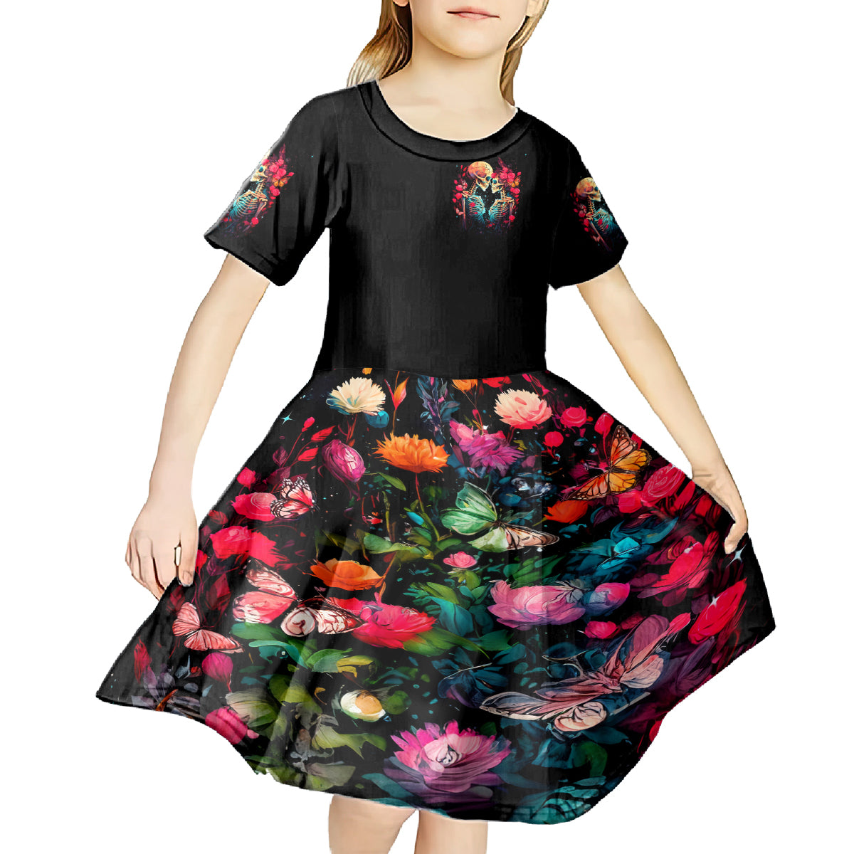Couple Skull Kid Short Sleeve Dress I Don't Care If The Whole World Is Against Us - Wonder Print Shop