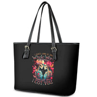 Couple Skull Leather Tote Bag I Don't Care If The Whole World Is Against Us - Wonder Print Shop