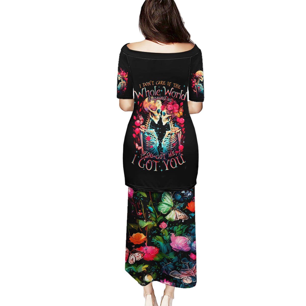 Couple Skull Puletasi I Don't Care If The Whole World Is Against Us - Wonder Print Shop