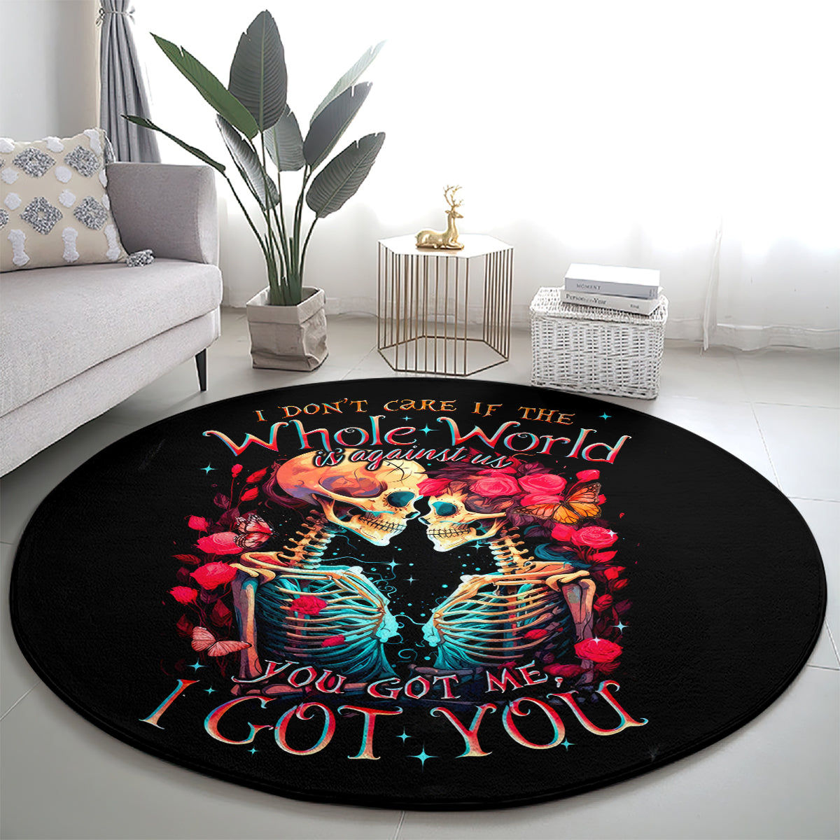 couple-skull-round-carpet-i-dont-care-if-the-whole-world-is-against-us