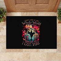 Couple Skull Rubber Doormat I Don't Care If The Whole World Is Against Us - Wonder Print Shop