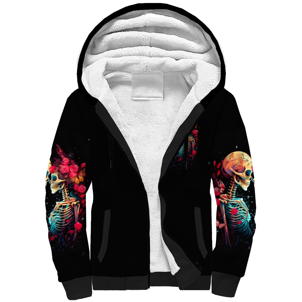 Couple Skull Sherpa Hoodie I Don't Care If The Whole World Is Against Us - Wonder Print Shop