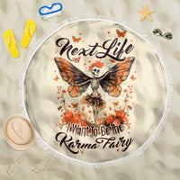 Fairy Skull Beach Blanket Next Life I Want To Be The Karma Fairy - Wonder Print Shop