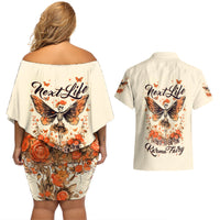 Fairy Skull Couples Matching Off Shoulder Short Dress and Hawaiian Shirt Next Life I Want To Be The Karma Fairy - Wonder Print Shop