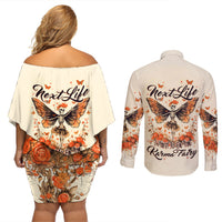 Fairy Skull Couples Matching Off Shoulder Short Dress and Long Sleeve Button Shirt Next Life I Want To Be The Karma Fairy - Wonder Print Shop