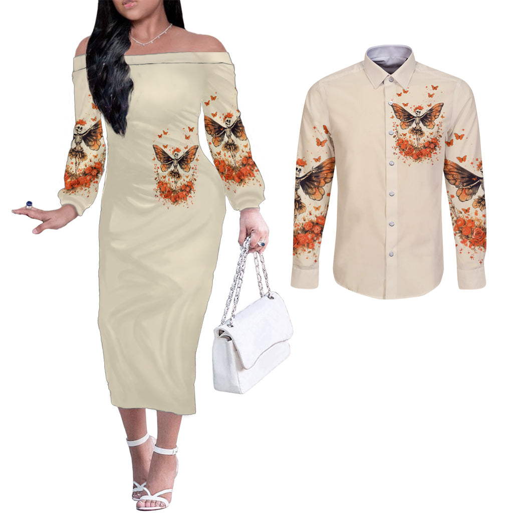 Fairy Skull Couples Matching Off The Shoulder Long Sleeve Dress and Long Sleeve Button Shirt Next Life I Want To Be The Karma Fairy DT01