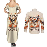 Fairy Skull Couples Matching Summer Maxi Dress and Long Sleeve Button Shirt Next Life I Want To Be The Karma Fairy - Wonder Print Shop