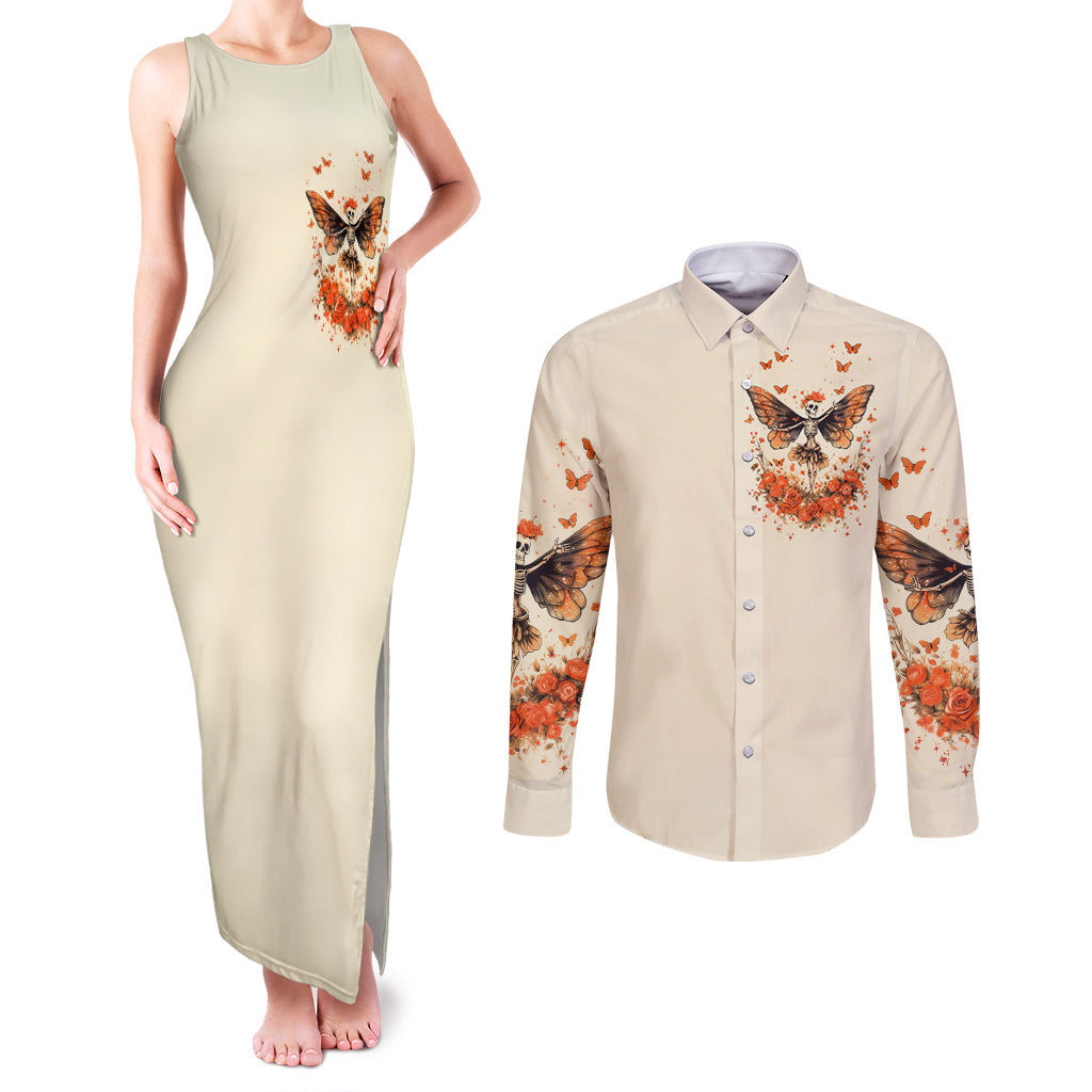 Fairy Skull Couples Matching Tank Maxi Dress and Long Sleeve Button Shirt Next Life I Want To Be The Karma Fairy - Wonder Print Shop