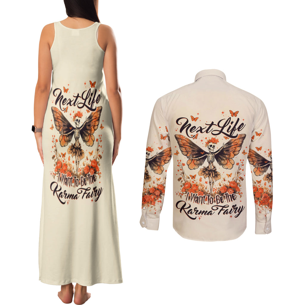 Fairy Skull Couples Matching Tank Maxi Dress and Long Sleeve Button Shirt Next Life I Want To Be The Karma Fairy - Wonder Print Shop