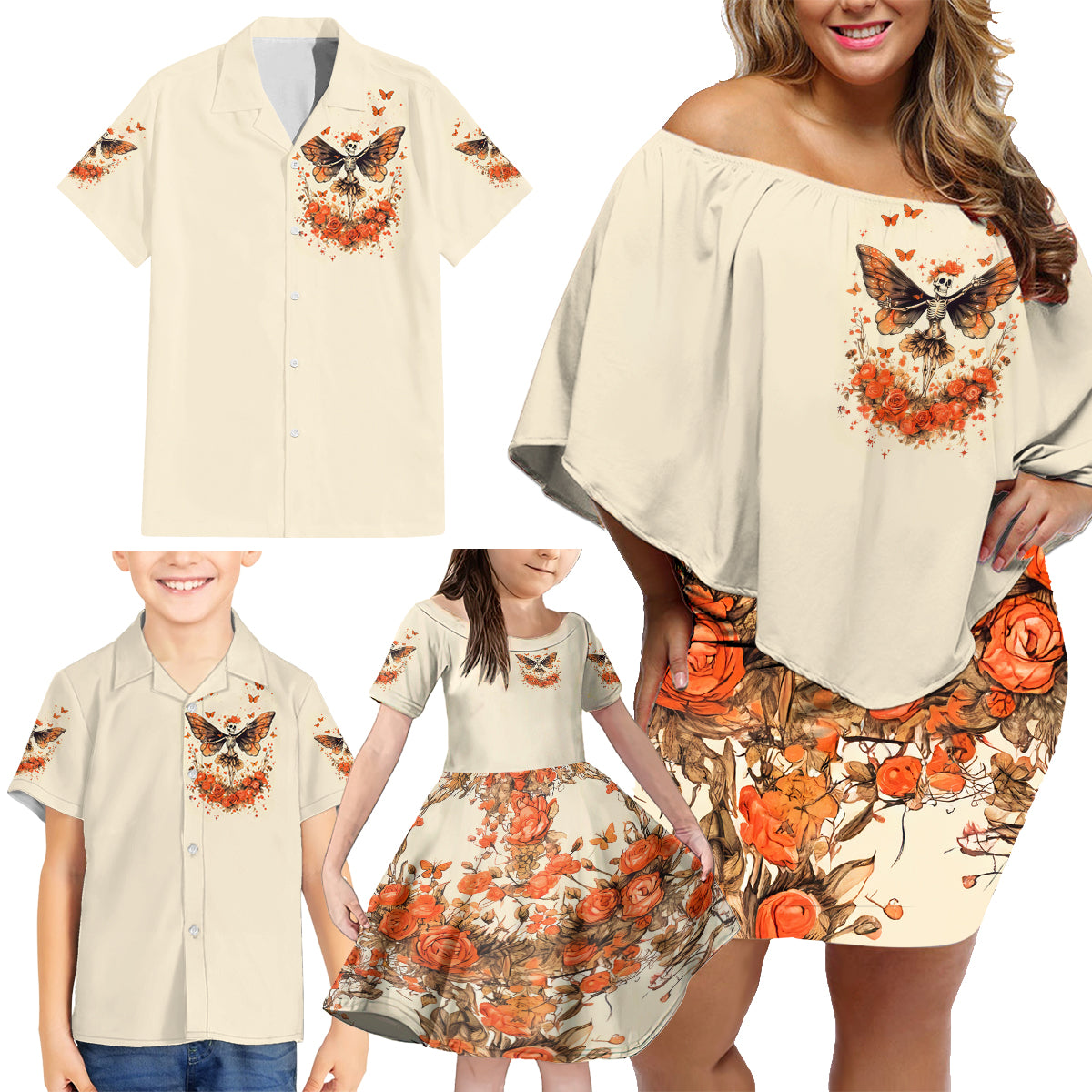 Fairy Skull Family Matching Off Shoulder Short Dress and Hawaiian Shirt Next Life I Want To Be The Karma Fairy - Wonder Print Shop