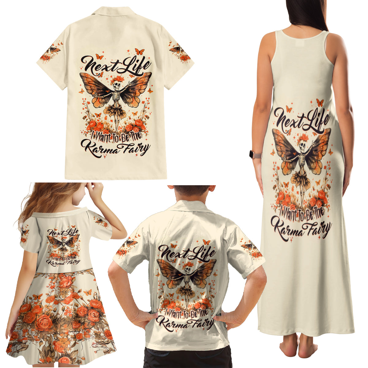 Fairy Skull Family Matching Tank Maxi Dress and Hawaiian Shirt Next Life I Want To Be The Karma Fairy - Wonder Print Shop