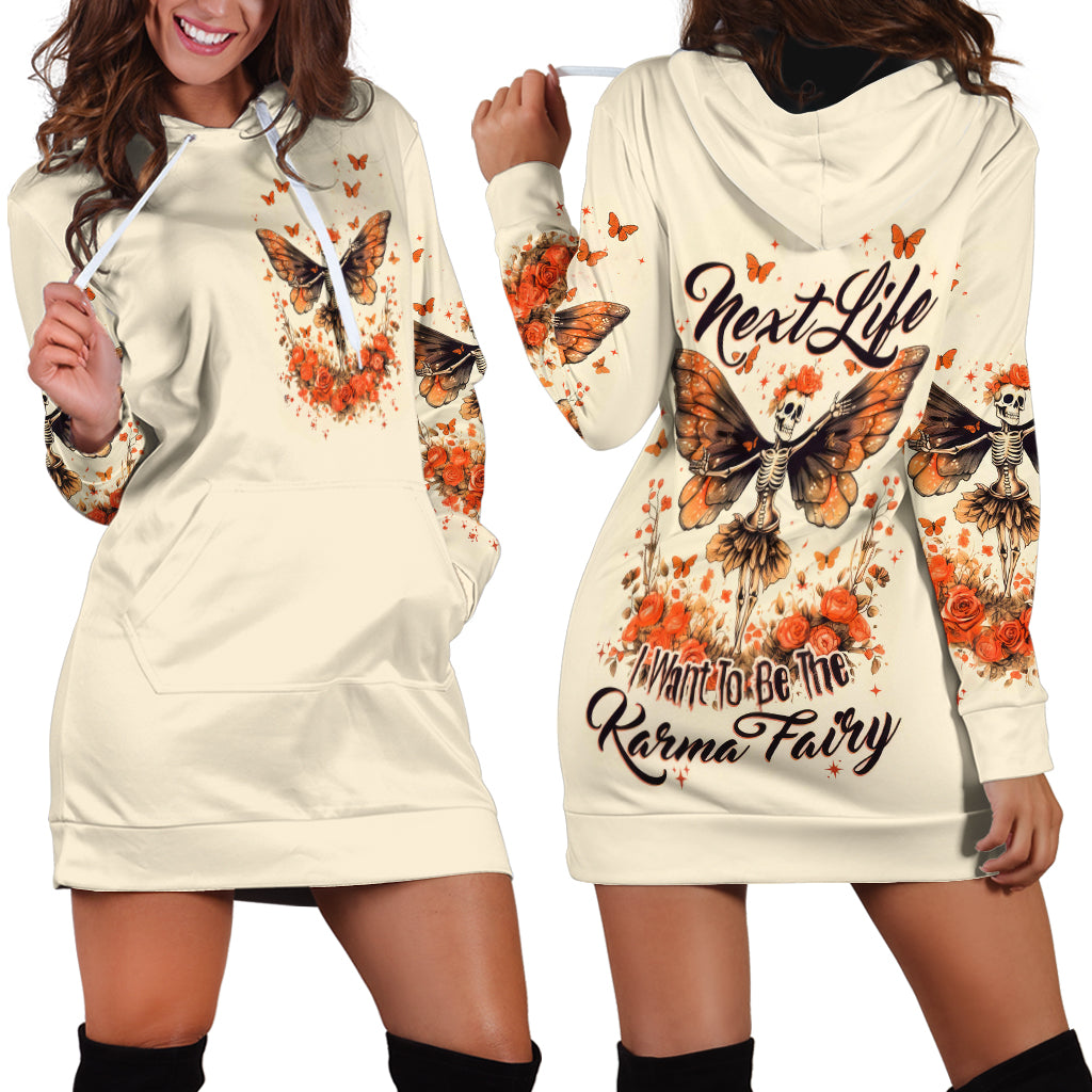 Fairy Skull Hoodie Dress Next Life I Want To Be The Karma Fairy - Wonder Print Shop