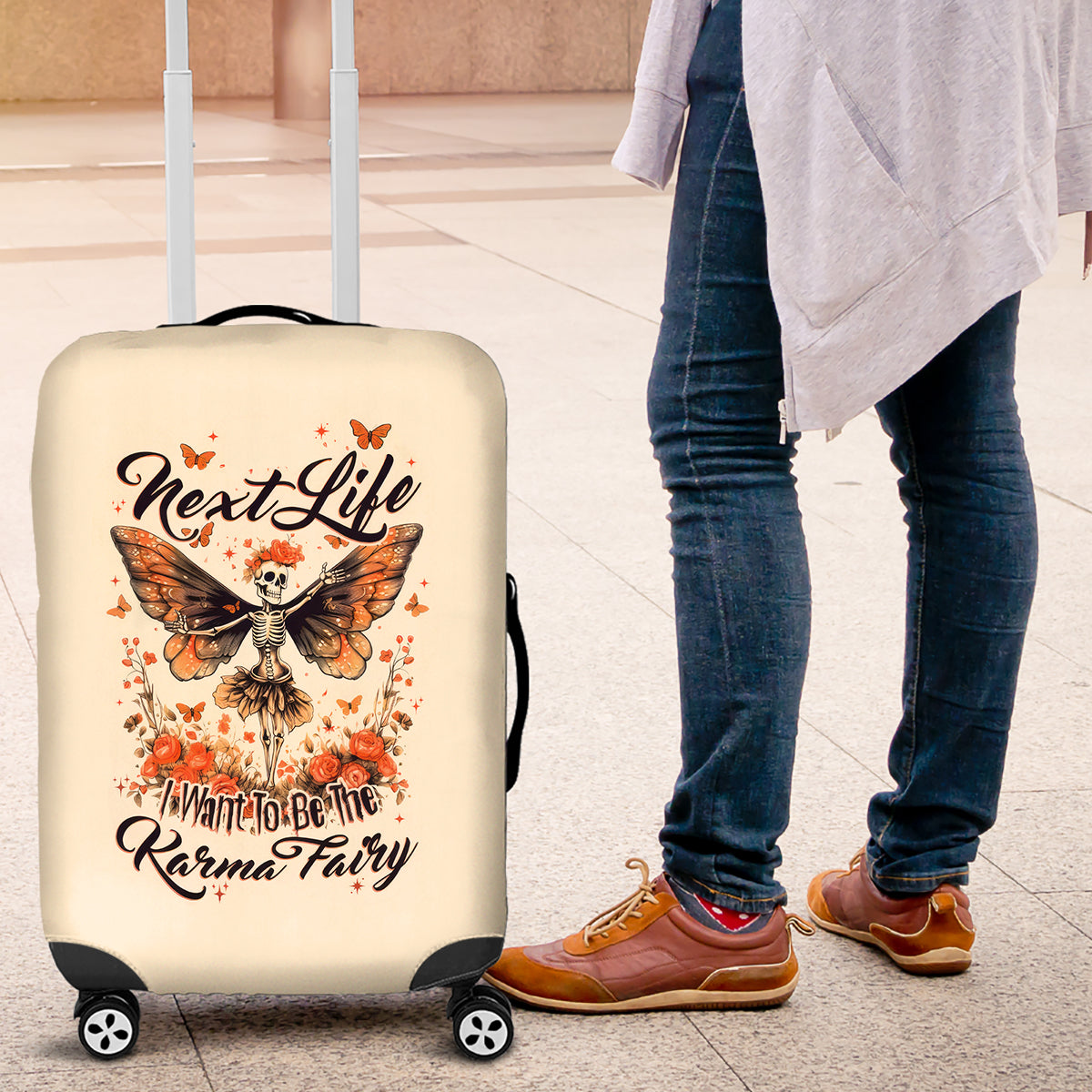 Fairy Skull Luggage Cover Next Life I Want To Be The Karma Fairy - Wonder Print Shop