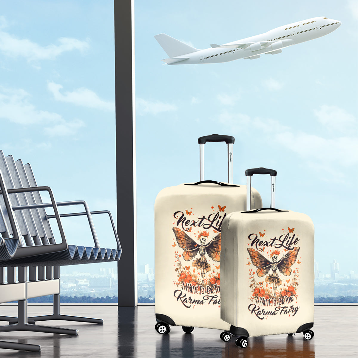 Fairy Skull Luggage Cover Next Life I Want To Be The Karma Fairy - Wonder Print Shop