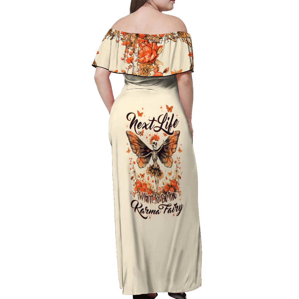 Fairy Skull Off Shoulder Maxi Dress Next Life I Want To Be The Karma Fairy - Wonder Print Shop