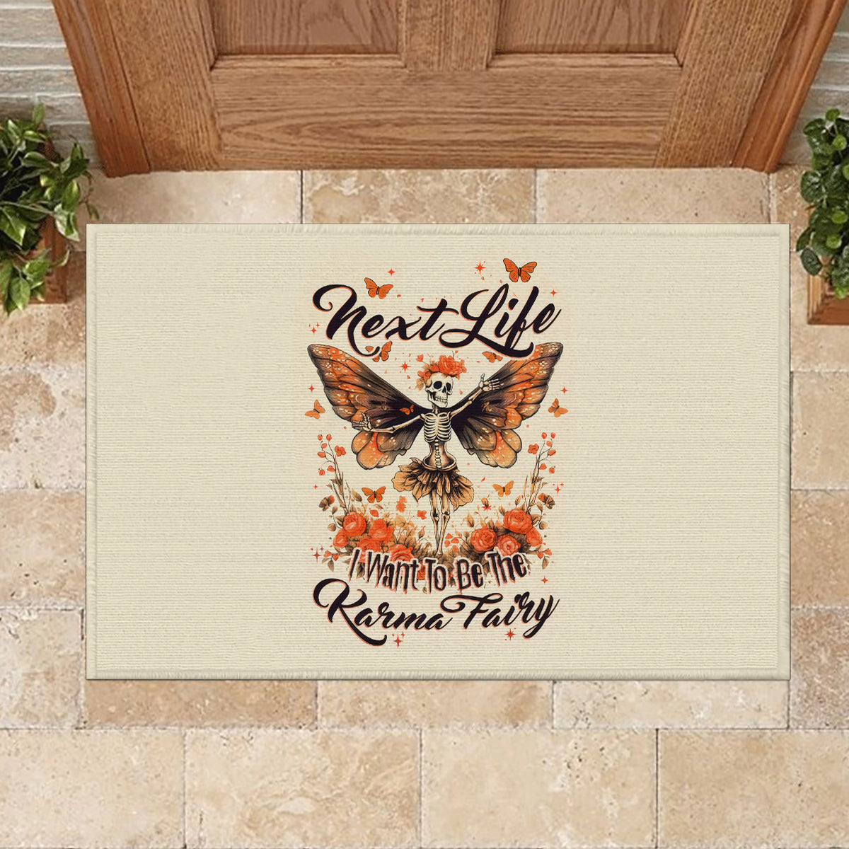 Fairy Skull Rubber Doormat Next Life I Want To Be The Karma Fairy - Wonder Print Shop