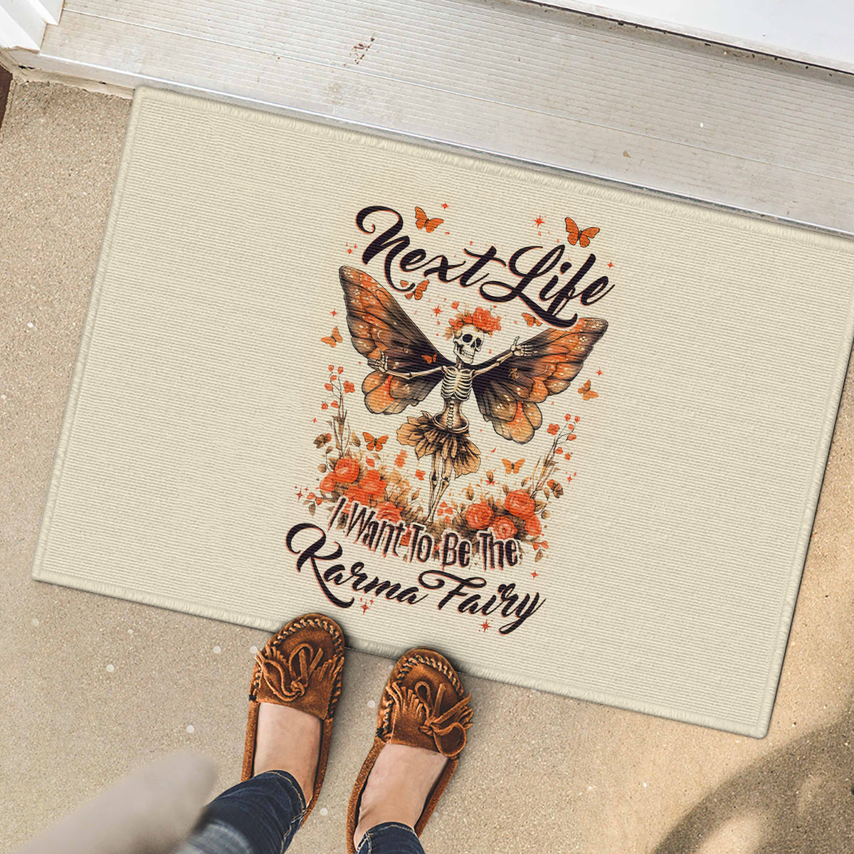 Fairy Skull Rubber Doormat Next Life I Want To Be The Karma Fairy - Wonder Print Shop