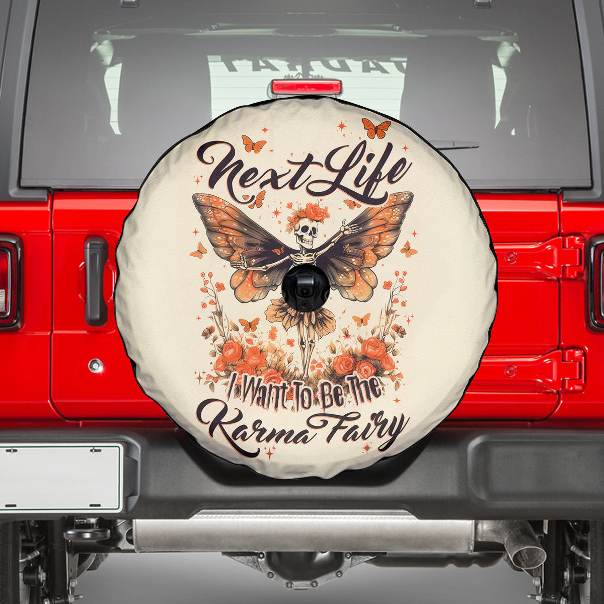 Fairy Skull Spare Tire Cover Next Life I Want To Be The Karma Fairy - Wonder Print Shop