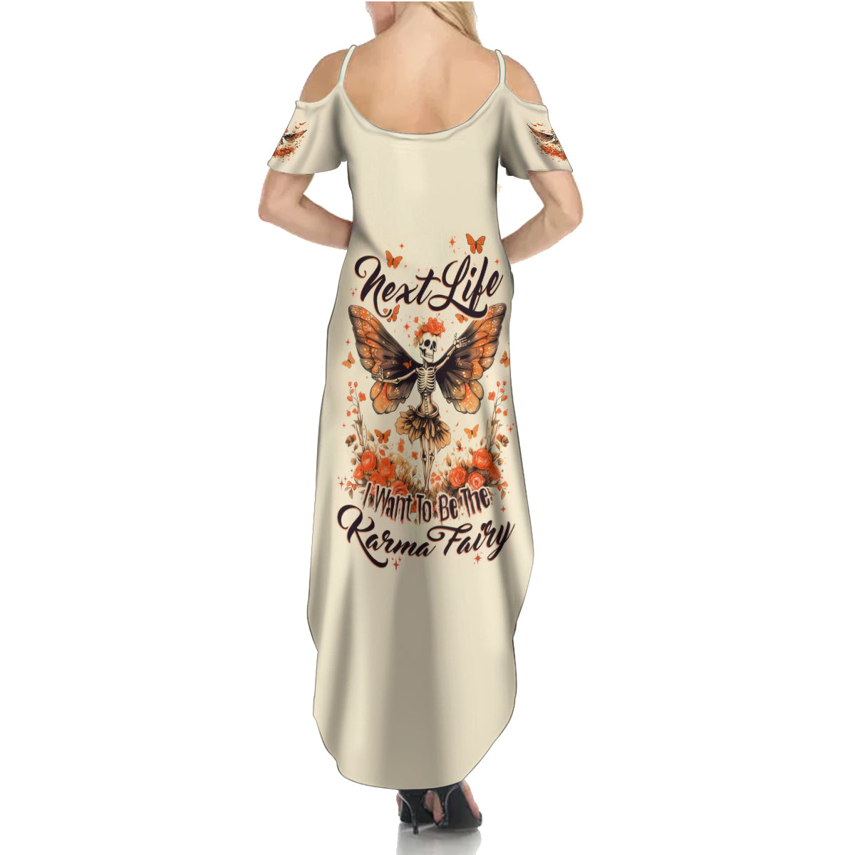 Fairy Skull Summer Maxi Dress Next Life I Want To Be The Karma Fairy - Wonder Print Shop