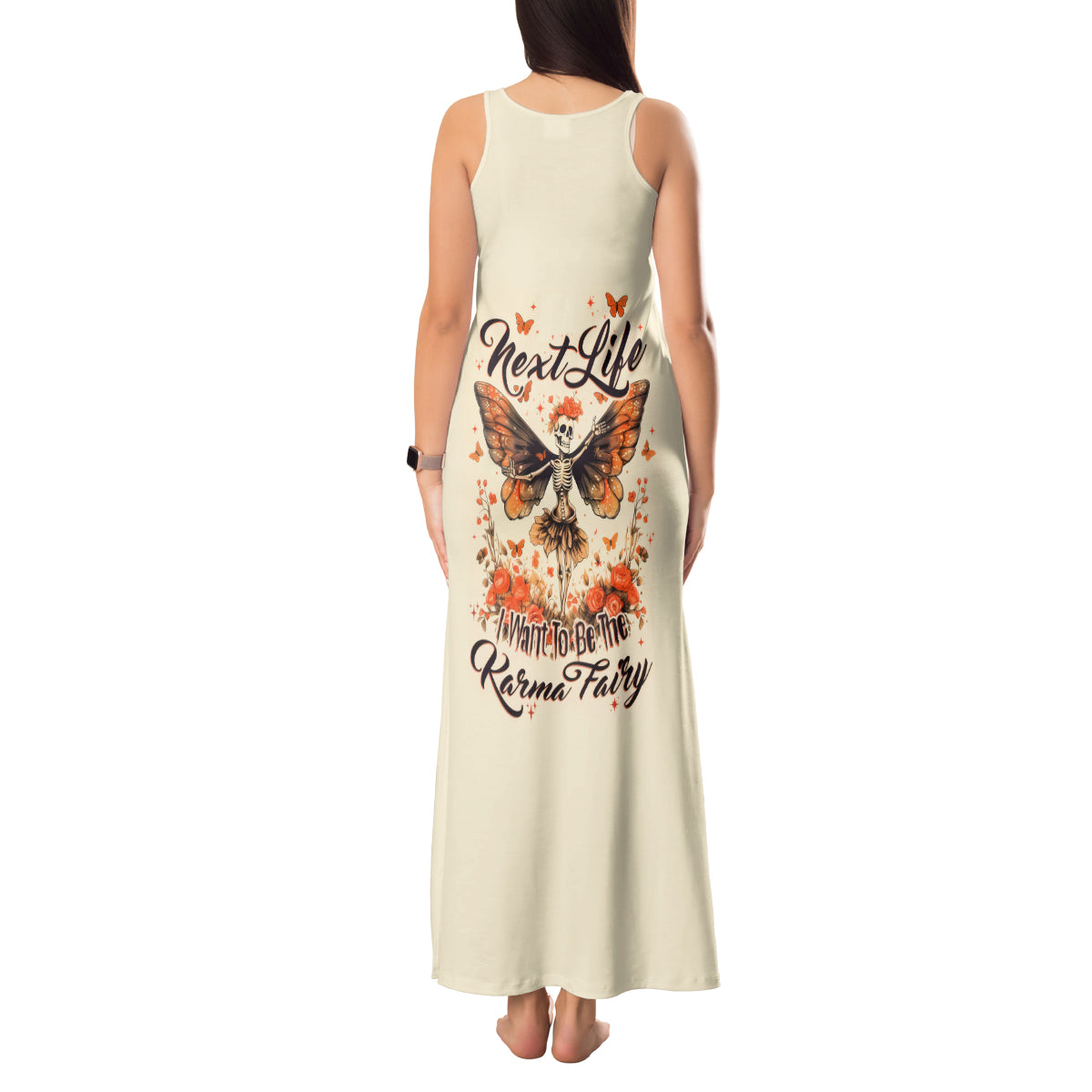 Fairy Skull Tank Maxi Dress Next Life I Want To Be The Karma Fairy - Wonder Print Shop