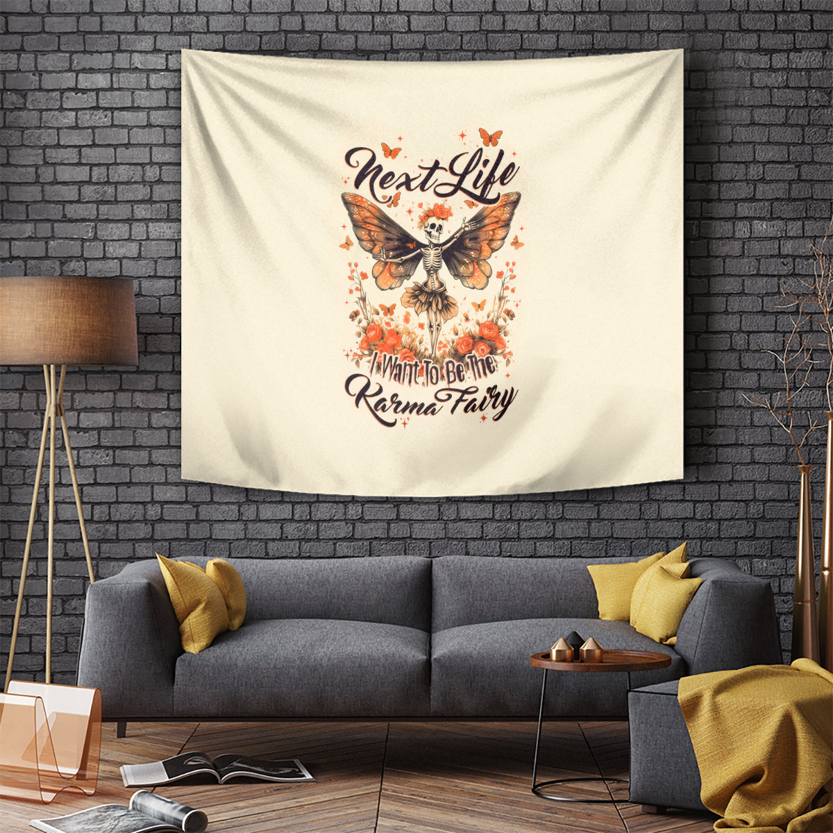 Fairy Skull Tapestry Next Life I Want To Be The Karma Fairy - Wonder Print Shop