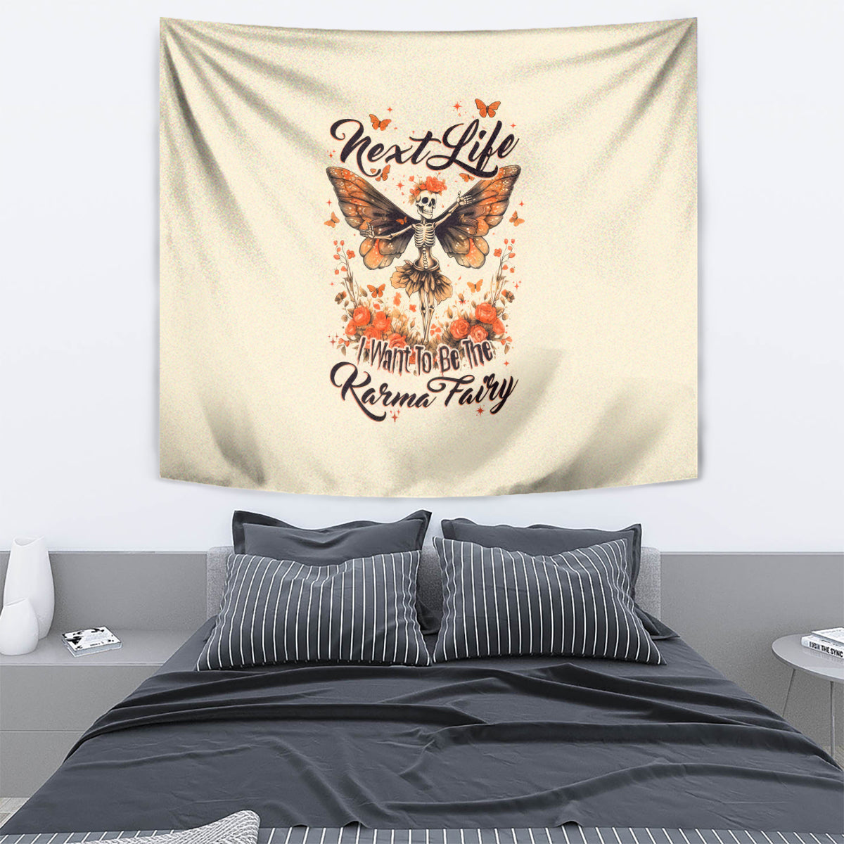 Fairy Skull Tapestry Next Life I Want To Be The Karma Fairy - Wonder Print Shop