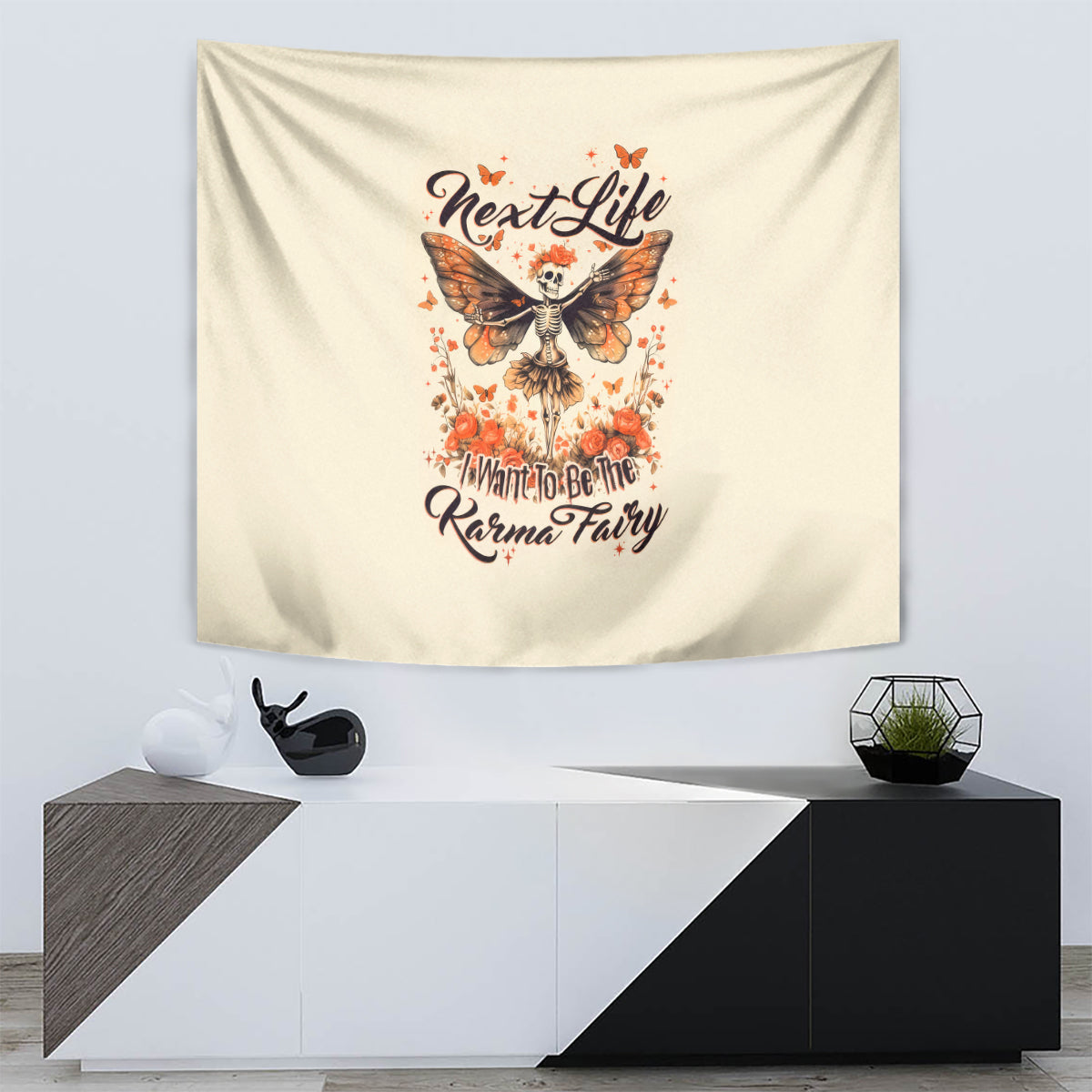 Fairy Skull Tapestry Next Life I Want To Be The Karma Fairy - Wonder Print Shop