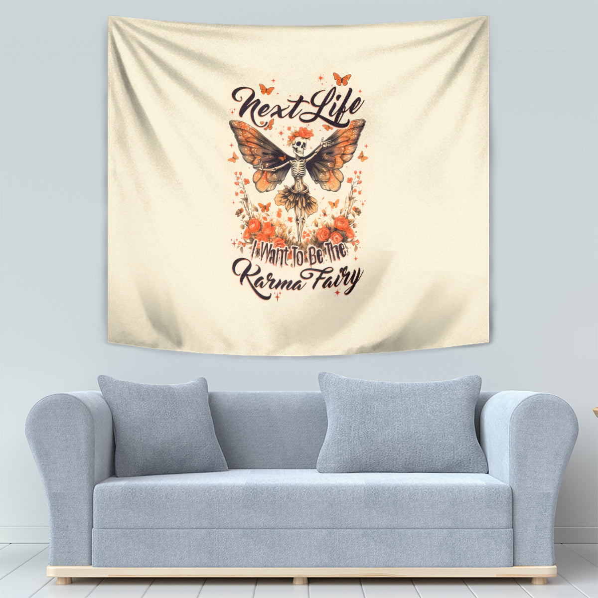 Fairy Skull Tapestry Next Life I Want To Be The Karma Fairy - Wonder Print Shop