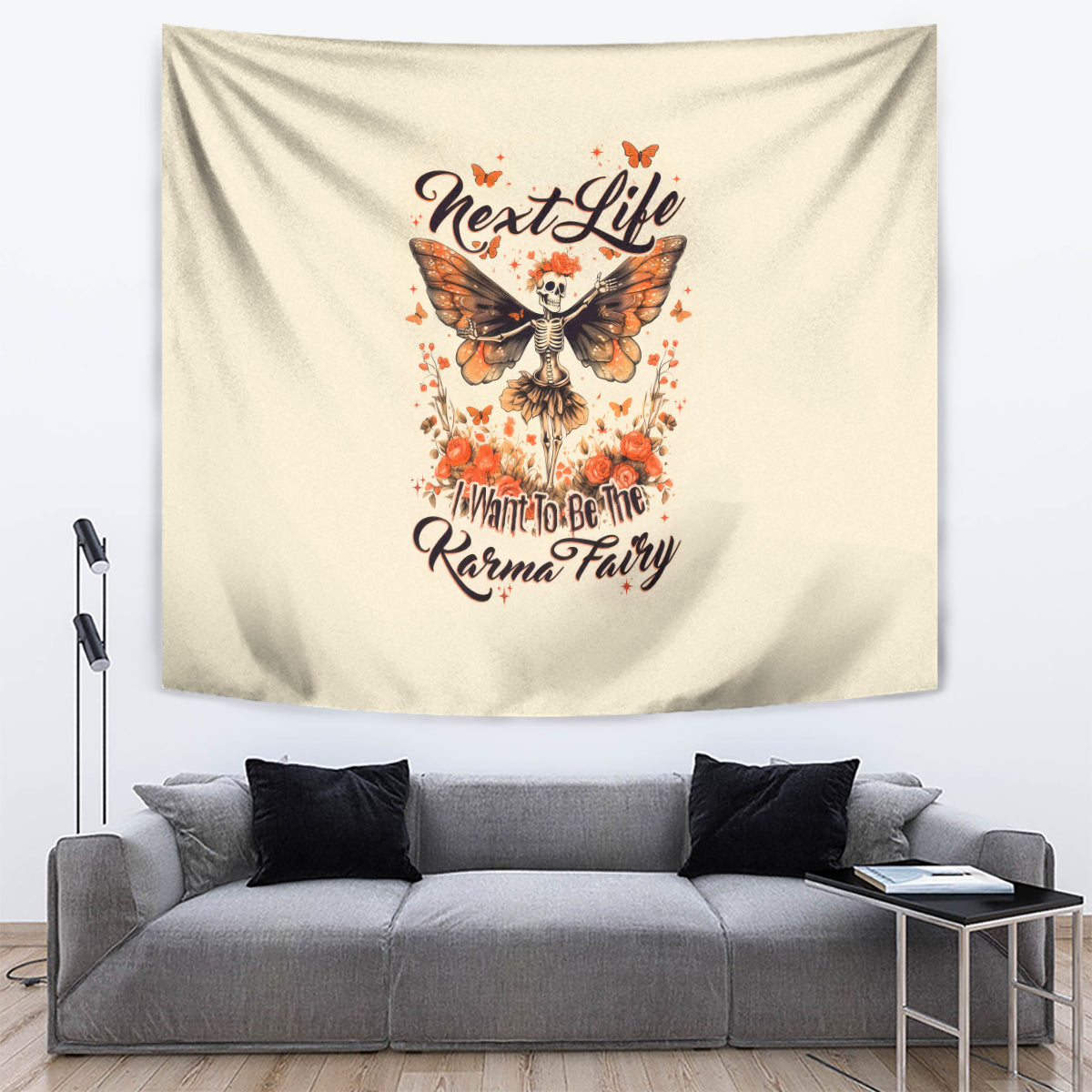 Fairy Skull Tapestry Next Life I Want To Be The Karma Fairy - Wonder Print Shop