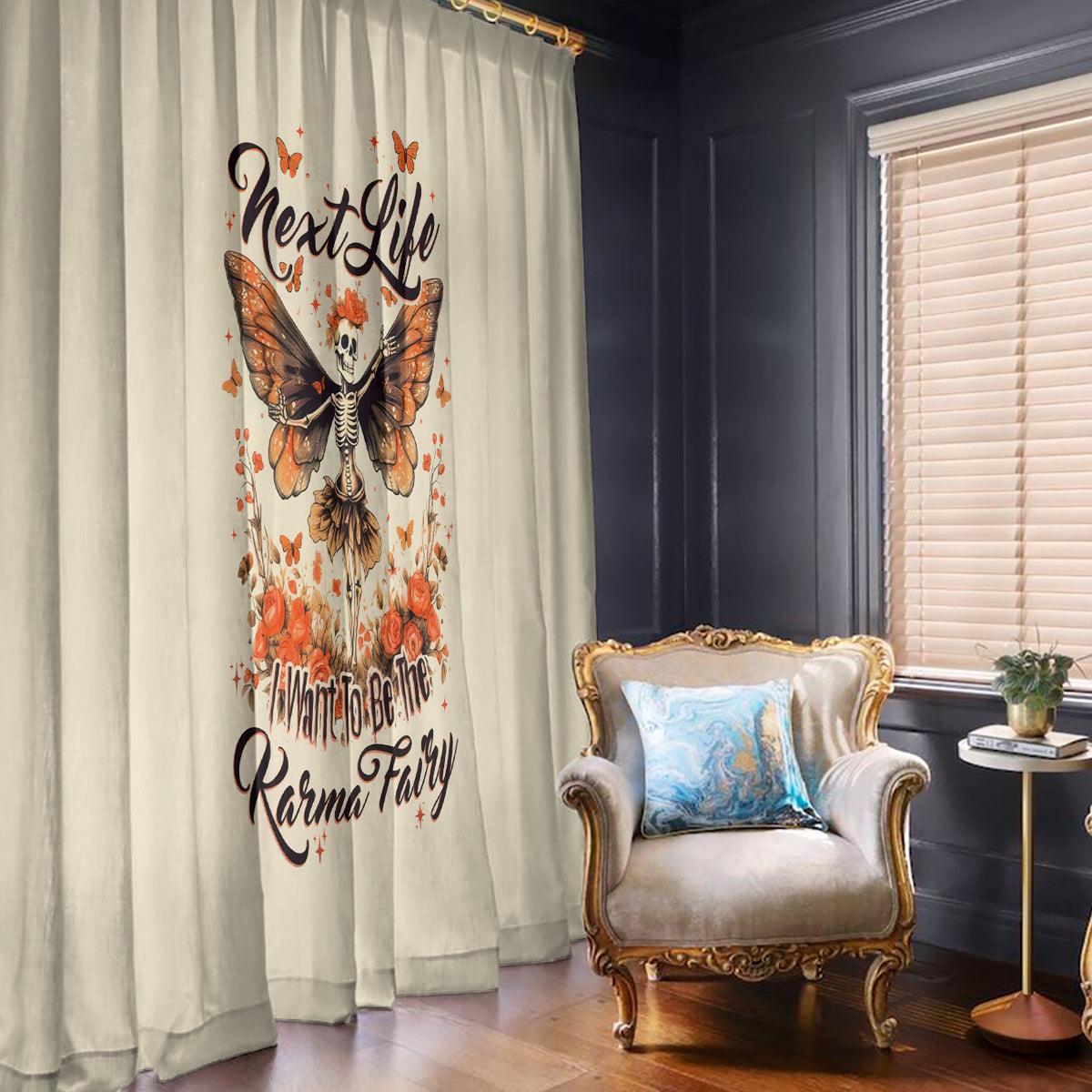 Fairy Skull Window Curtain Next Life I Want To Be The Karma Fairy - Wonder Print Shop