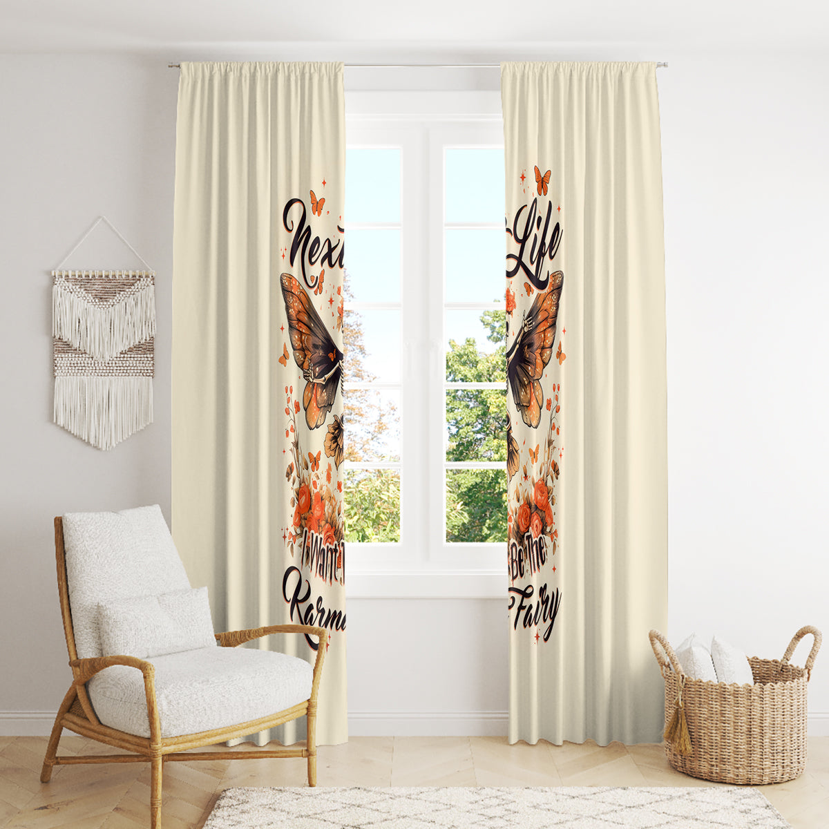 Fairy Skull Window Curtain Next Life I Want To Be The Karma Fairy - Wonder Print Shop